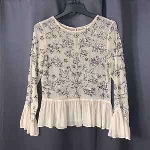 ZARA COLLECTION BASIC SEQUIN CHIFFON BLOUSE